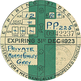 December 1923 Tax Disc 