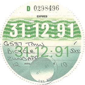 December 1991 Tax Disc